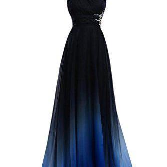 Audrey Bride Gradient Color Prom Evening Dress Beaded Ball Gown