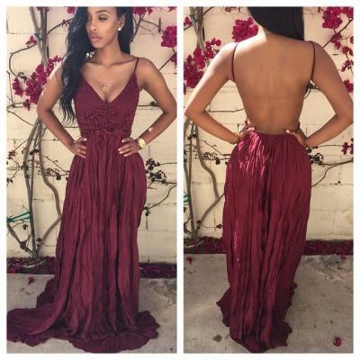 Sexy Backless Floor-Length Charming Prom Dresses,A-Line Floor-Length Evening Dresses, Prom Dresses, Real Made Prom Dresses On Sale