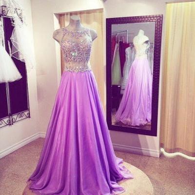 Lilac Prom Dresses,Beaded Prom Dress,Sexy Prom Dress,2 Piece Prom Dresses,2016 Formal Gown,Beading Evening Gowns,Two Pieces Party Dress,Prom Gown For Teens