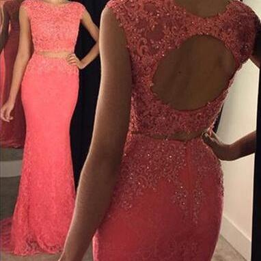 New Arrival Sexy Prom Dress 2 Pieces Lace Evening Dress Prom Gown