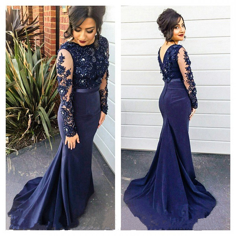 long sleeve navy blue dress for wedding
