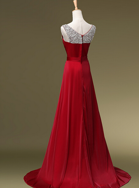 Super Elegant Round Neckline A-Line Floor Legnth Prom Dress With ...