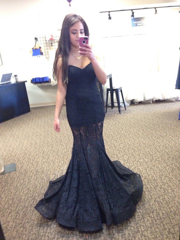 Modern Mermaid Y Black Lace 2016 Prom Dress Sweetheart Modern Mermaid Y Black Lace 2016 Prom Dress Sweetheart Sleeveless Sweep Train Formal Gown For S