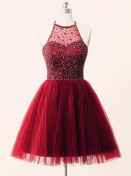 burgundy short prom dresses