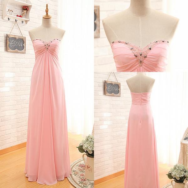 Pink Prom Dress,Strapless Prom Gown,Sweetheart Pink Graduation Dress ...