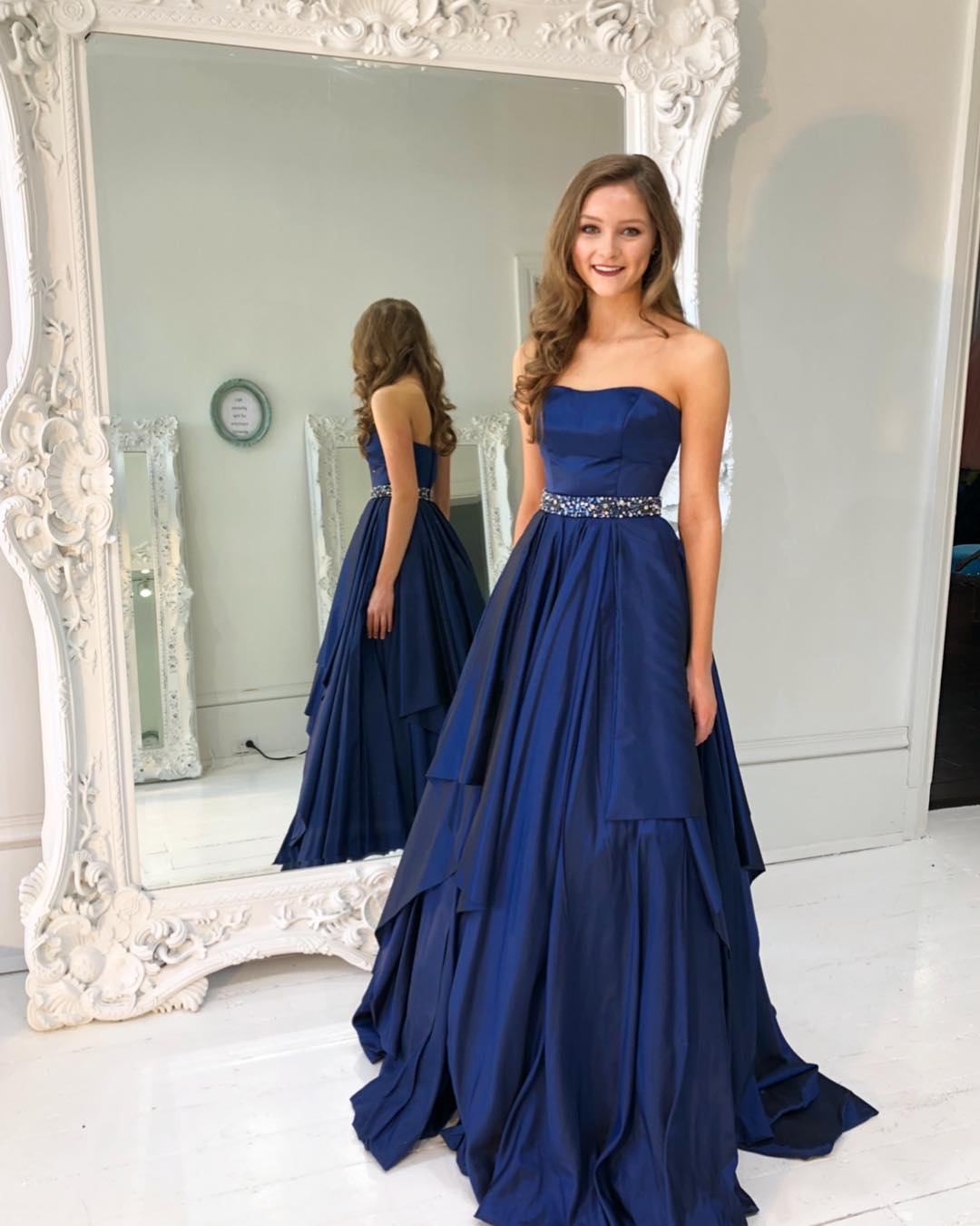 Navy Blue Strapless Dresses