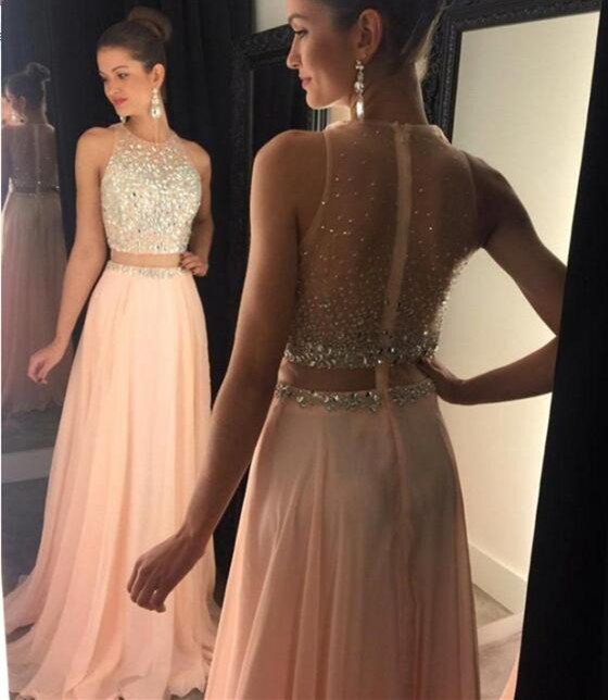 New Arrival Sexy Prom Dress Prom Dresses With Open Back 2 Pieces Beaded Party Dress On Luulla