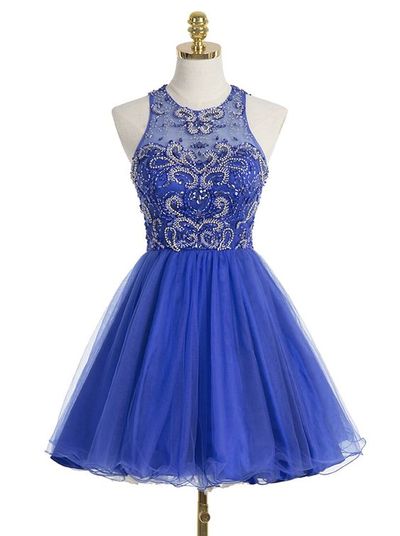 Charming Prom Dress,Sexy Prom Dress,Tulle Homecoming Dress,Royal Blue ...